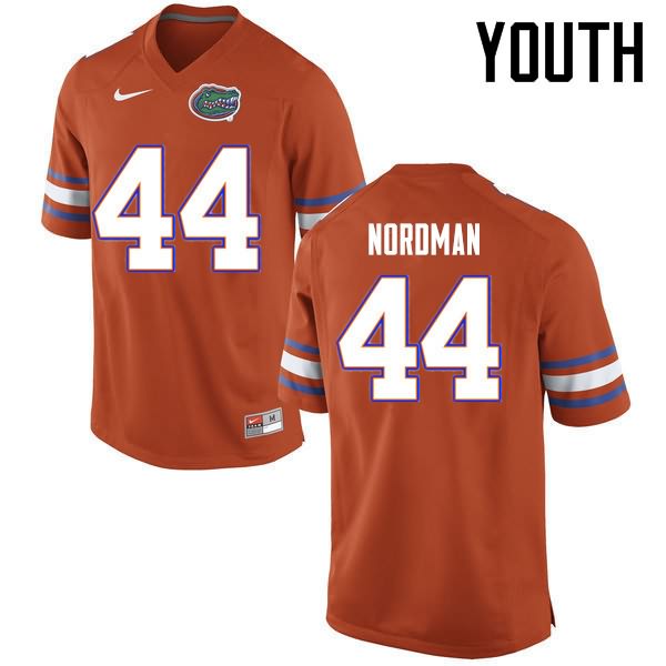 Youth NCAA Florida Gators Tucker Nordman #44 Stitched Authentic Nike Orange College Football Jersey GXU1465IY